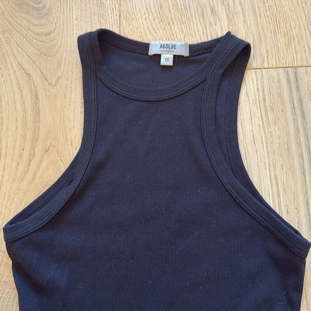 AGOLDE Rianne Ribbed Bodysuit Black Women’s XS High Neck Racerback - Picture 5 of 6